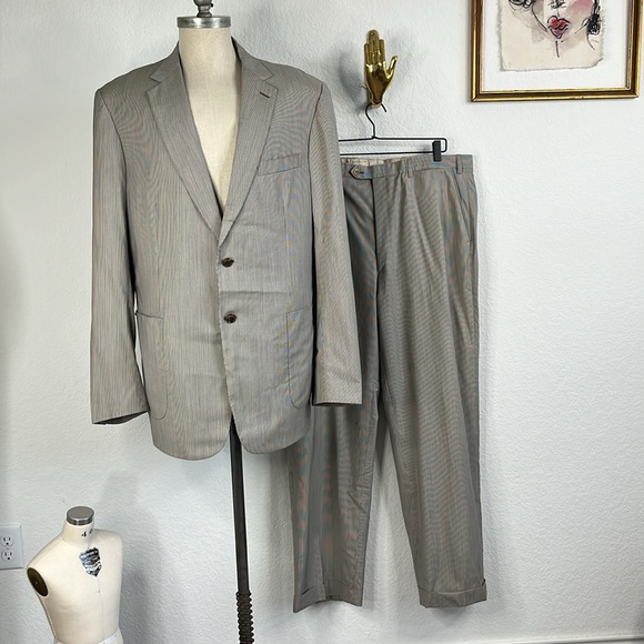 Brioni Striped Barneys New York Virgin Wool 2 Pc 2 Button Summer Suit - Picture 2 of 14